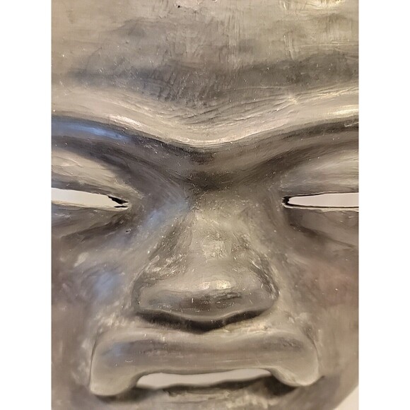 Vintage Oaxaca Mexico Black Pottery Mask Folk Art Face Tribal Aztec Mayan Wall - Picture 6 of 13